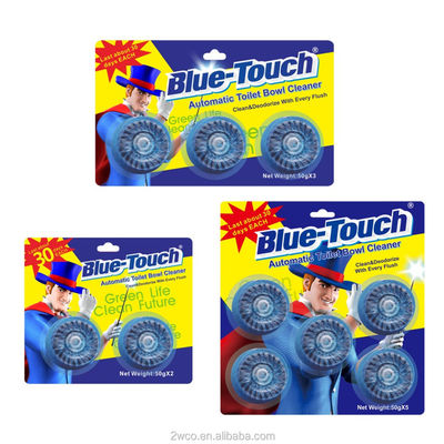 Qualität  Blue-touch disposable toilet block deodorant tablet automatic toliet cleaner with 2 3 5 blocks usine